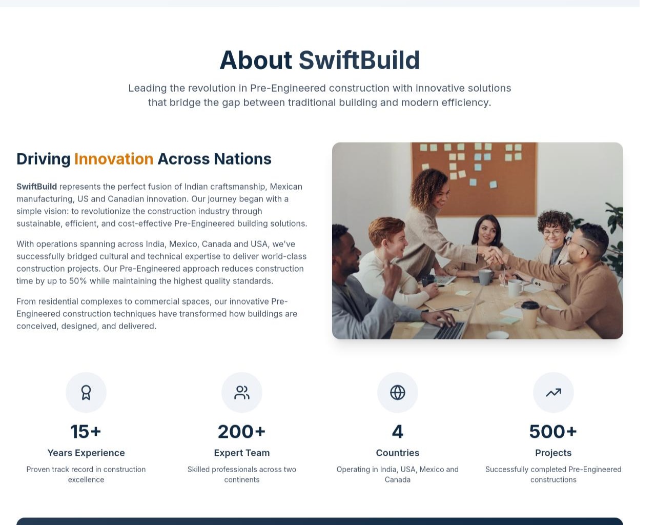 SwiftBuild Infratech - Custom Solution Interface Showcase
